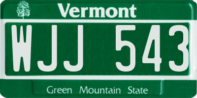 VT license plate WJJ543