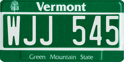 VT license plate WJJ545