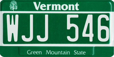 VT license plate WJJ546