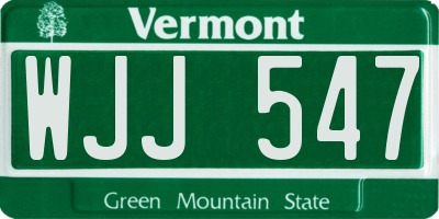 VT license plate WJJ547