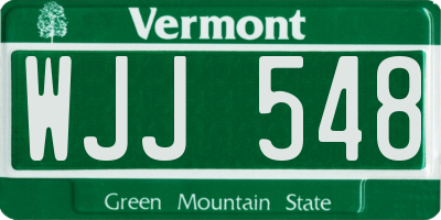 VT license plate WJJ548