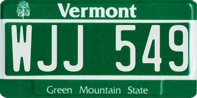 VT license plate WJJ549