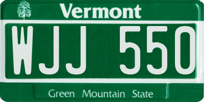 VT license plate WJJ550