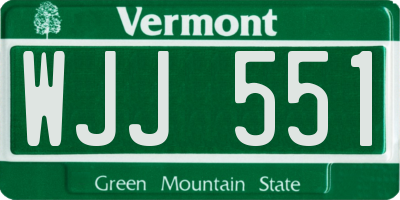 VT license plate WJJ551