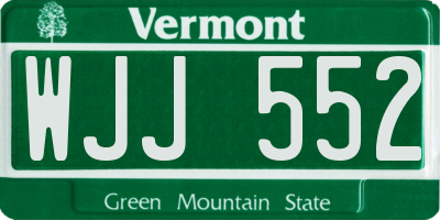 VT license plate WJJ552