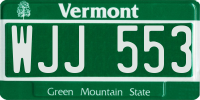 VT license plate WJJ553
