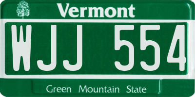 VT license plate WJJ554
