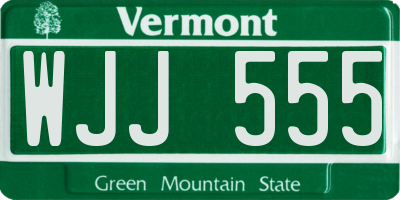 VT license plate WJJ555