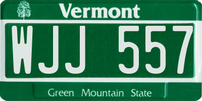 VT license plate WJJ557