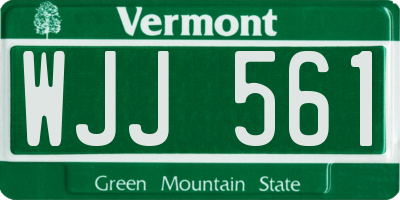 VT license plate WJJ561