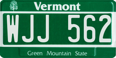 VT license plate WJJ562