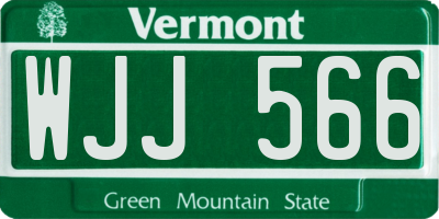 VT license plate WJJ566