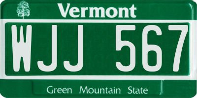 VT license plate WJJ567