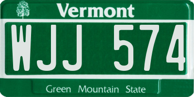 VT license plate WJJ574