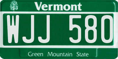 VT license plate WJJ580