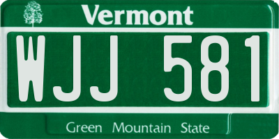 VT license plate WJJ581