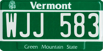 VT license plate WJJ583
