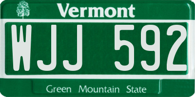 VT license plate WJJ592