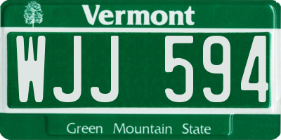 VT license plate WJJ594