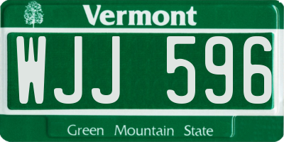 VT license plate WJJ596