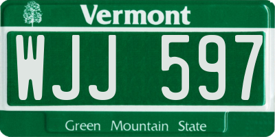 VT license plate WJJ597
