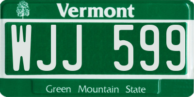 VT license plate WJJ599