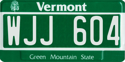 VT license plate WJJ604