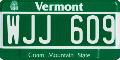 VT license plate WJJ609