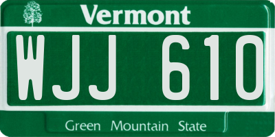 VT license plate WJJ610