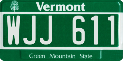 VT license plate WJJ611