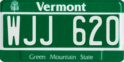 VT license plate WJJ620