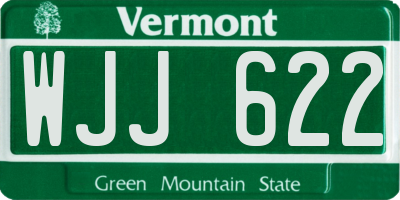 VT license plate WJJ622