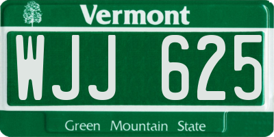 VT license plate WJJ625