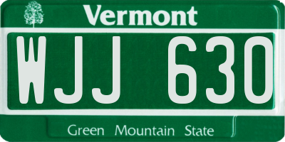 VT license plate WJJ630