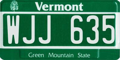 VT license plate WJJ635
