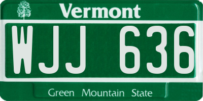 VT license plate WJJ636