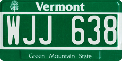 VT license plate WJJ638