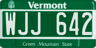 VT license plate WJJ642