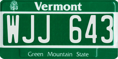 VT license plate WJJ643