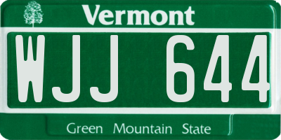 VT license plate WJJ644