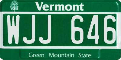 VT license plate WJJ646