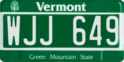 VT license plate WJJ649