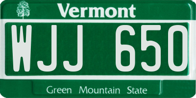 VT license plate WJJ650