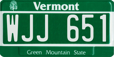 VT license plate WJJ651
