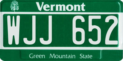 VT license plate WJJ652