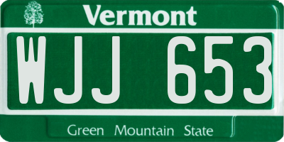 VT license plate WJJ653