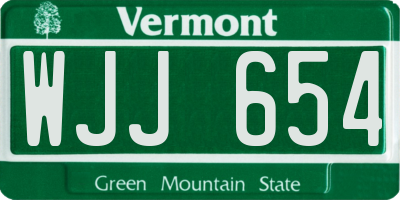 VT license plate WJJ654