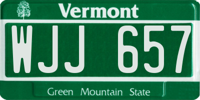 VT license plate WJJ657