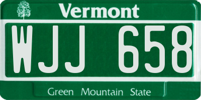 VT license plate WJJ658