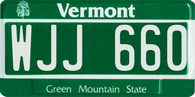 VT license plate WJJ660